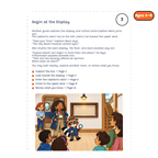 Begin at the Display — sample story page from Detective Milo: The Missing Compass aboard the Pirate Ship, ages 6–8 edition