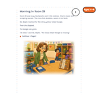 Morning in Room 2B — sample story page from Detective Milo: The Missing Class Helper Badge, ages 4–6 edition