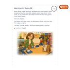 Morning in Room 2B — sample story page from Detective Milo: The Missing Class Helper Badge, ages 6–8 edition