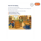 Start at the Display — sample story page from Detective Milo: The Missing Magic Book, ages 4–6 edition