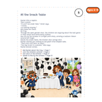 At the Snack Table — sample story page from Detective Milo: The Missing Oreos in the Party, ages 6–8 edition