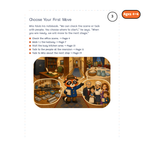 Choose Your First Move — sample story page from Detective Milo: The Missing Ring in the Mansion Safe, ages 4–6 edition