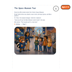 The Space Museum Tour — sample story page from Detective Milo: The Missing Rocket Model in Space Museum, ages 4–6 edition