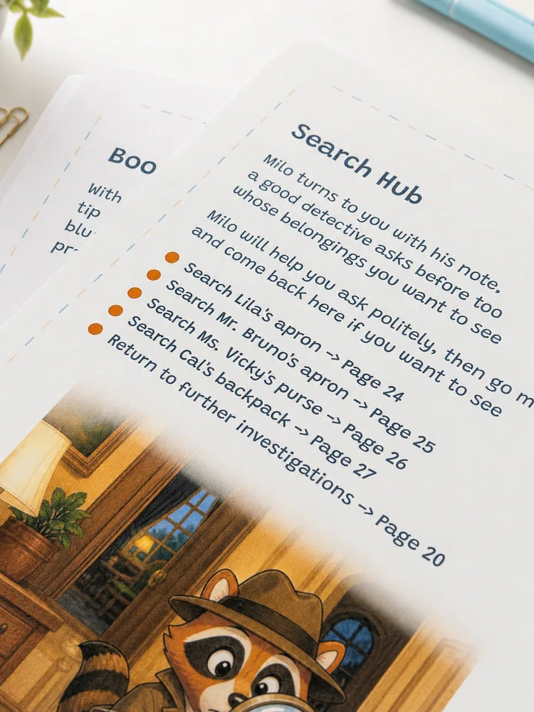 Search Hub story page listing places to investigate