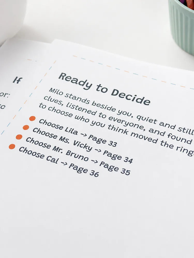 Ready to Decide story page inviting the child to make a deduction